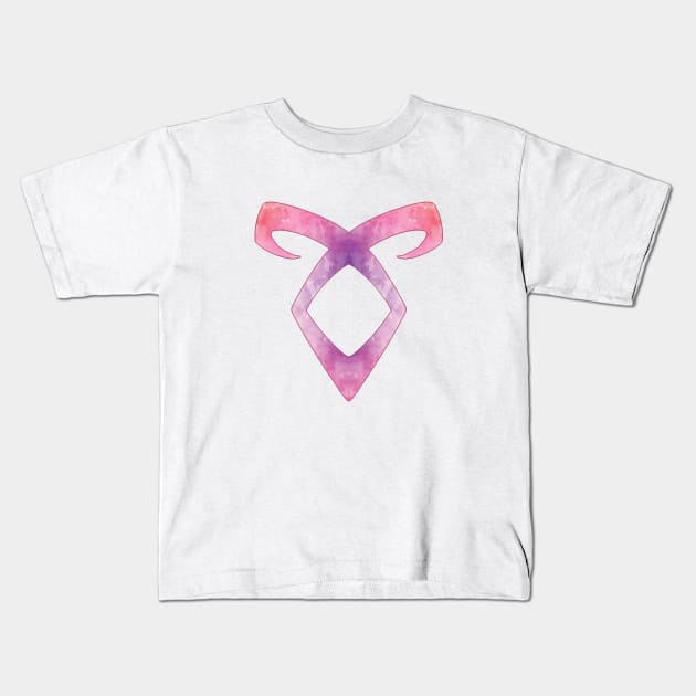 Shadowhunters rune / The mortal instruments - Angelic power rune (pink watercolour) - Clary, Alec, Jace, Izzy, Magnus - Malec - Parabatai Kids T-Shirt by Vane22april